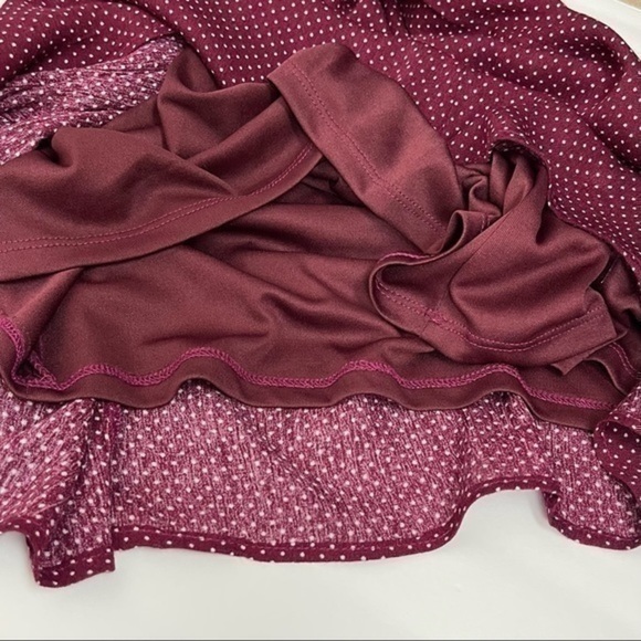 Anthropologie Le Lis Burgundy & White Polka Dot Ballet Core Dress NWOT - Picture 9 of 11